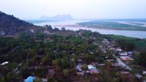 Hpa An City And Phan Pu Mountain - Karen State  Aerial View Drone Video