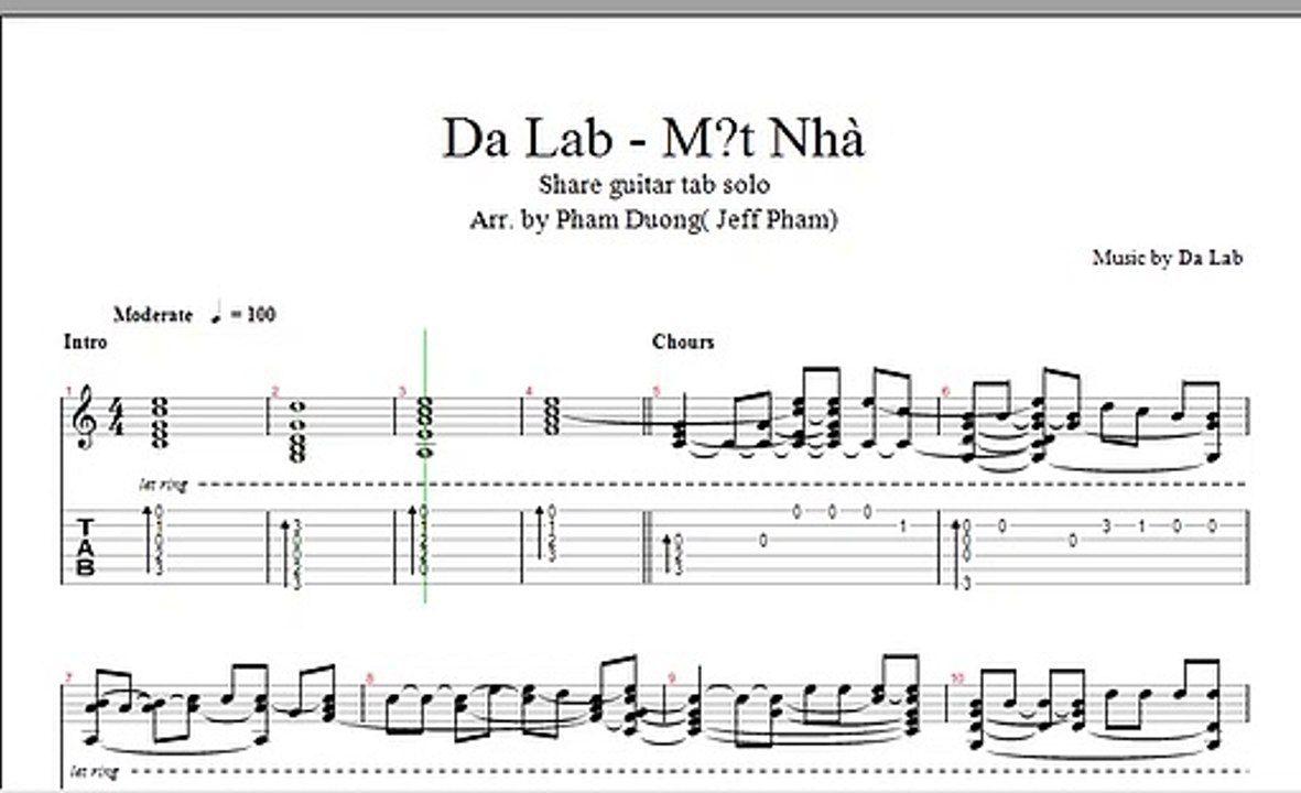 Một Nhà ( Da Lab)- TAB Guitar