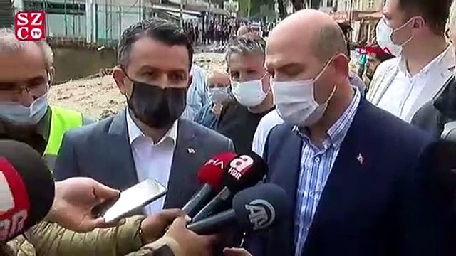 Bakan Soylu ve Bakan Kurum sel bölgesinde açıklamalarda bulundu