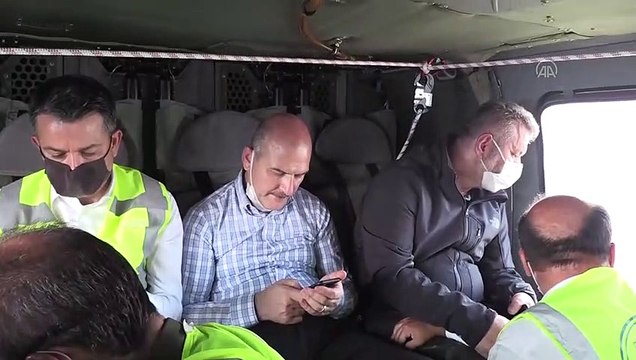 Bakanlar Soylu, Pakdemirli ve Kurum, afet bölgesini havadan inceledi - GİRESUN
