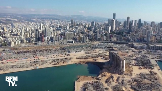 Ces images aériennes montrent une nouvelle fois l'ampleur des dégâts dans le port de Beyrouth, 18 jours après l'explosion