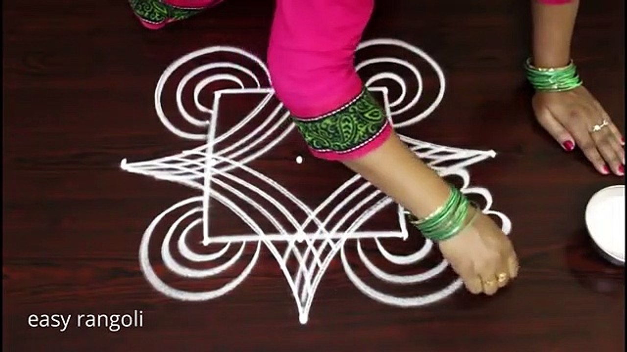 Creative muggulu ,designs with 5 dots,    easy rangoli ,   new kolam