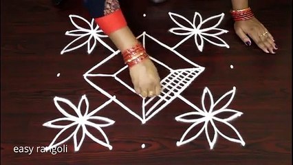 creative muugulu ,designs with 7 dots,   latest easy rangoli art ,  new kolam
