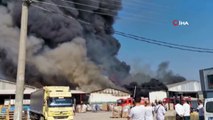 Sakarya'da market deposunda yangın: İtfaiye ve işçiler yangına müdahale ediyor