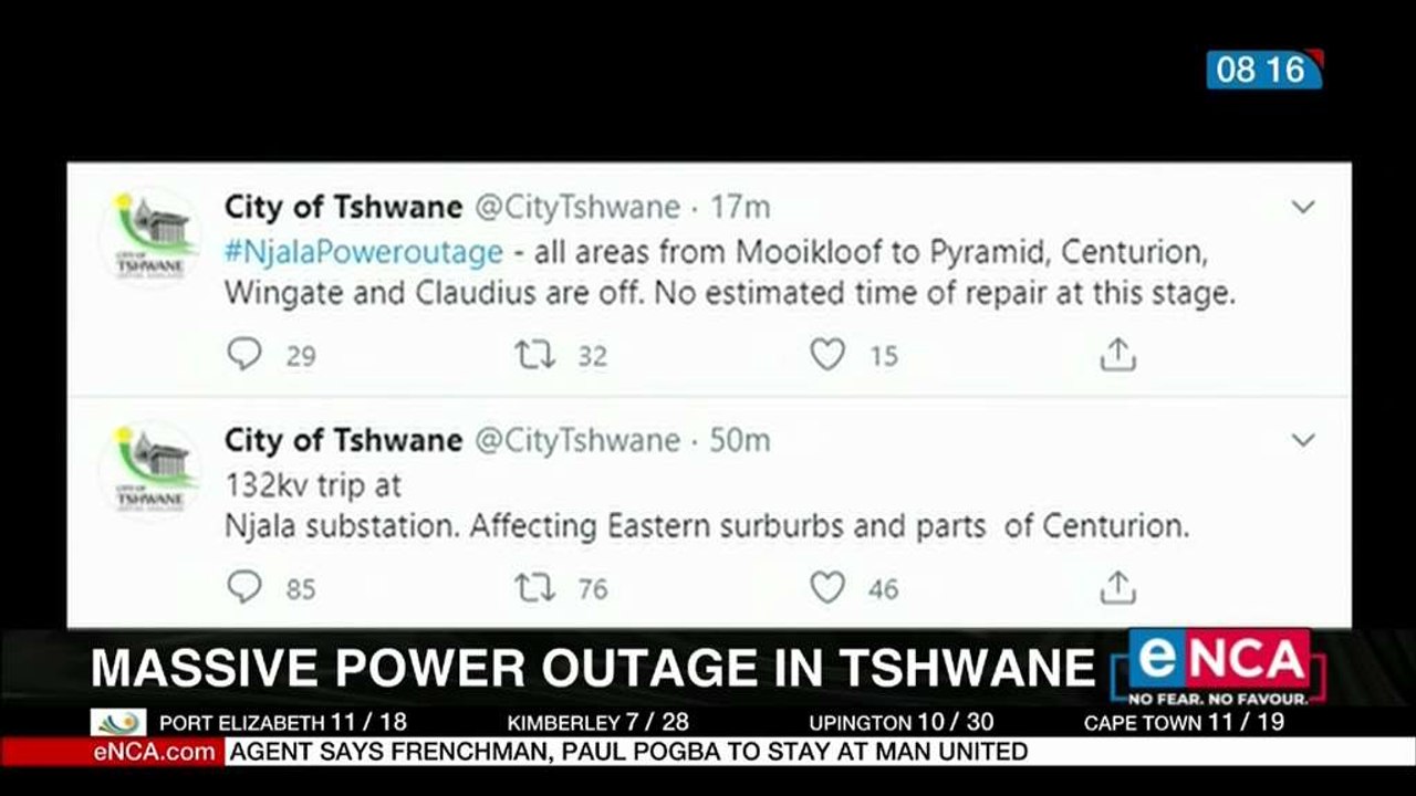 Massive power outage in Tshwane
