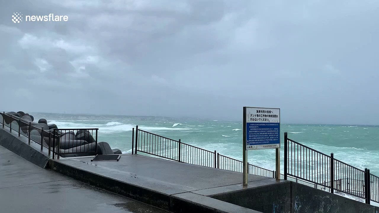 Strong winds and waves as Tropical Storm Bavi approaches Okinawa