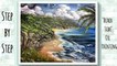 Oil painting for beginners of beautiful seascape beach side scenery