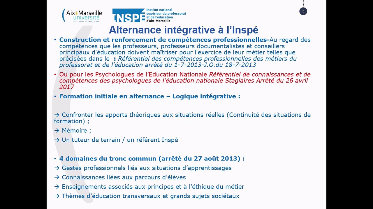 Formation Inspé des Fonctionnaires stagiaires 2020-2021