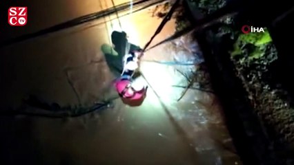 Dere içinde mahsur kalan vatandaşı böyle kurtardılar