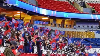 Flares set off in Parc des Princes as 5,000 PSG fans attend to watch Champions League final