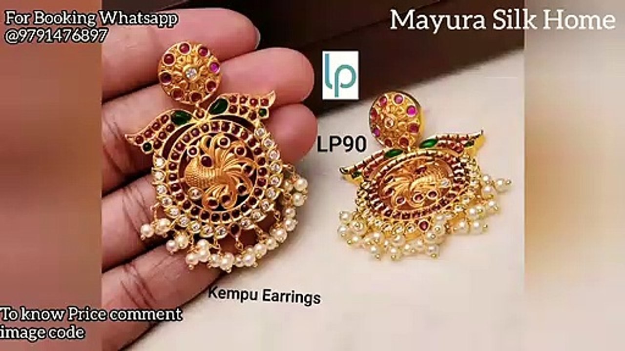 Latest Trendy Kempu Earrings & Beautiful_Gold Plated Jhumka Design Light Weighted _Mayura Silk House