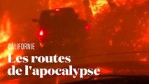 Les images surréalistes des automobilistes qui fuient les incendies en Californie