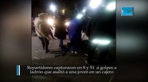 Repartidores capturaron a golpes al ladrón que asaltó a una joven en un cajero