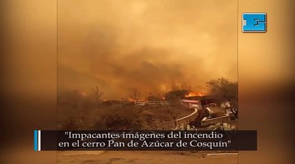 Impacantes imágenes del incendio en el cerro Pan de Azúcar de Cosquín