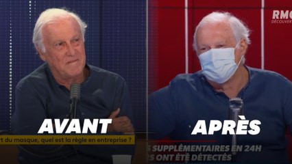 Sans masque lundi sur France info, Delfraissy le porte finalement mardi sur RMC