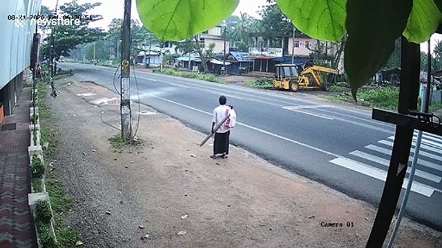 Moment speeding vehicle misses pedestrian by inches caught on camera in India