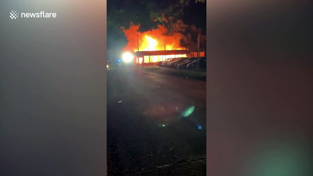 Fires burn during riots in Kenosha, Wisconsin