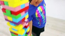 Ryan Pretend Play with Giant Jenga Color Blocks Toys!!!