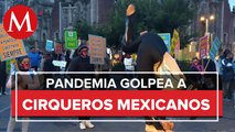 En el Zócalo, malabaristas, payasos y empleados exigen apertura de circos