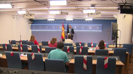 Casado en la sala de prensa del Congreso de los Diputados