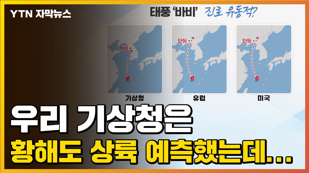 [자막뉴스] 태풍 '바비' 진로, 기상청은 황해도 상륙 예측했는데... / YTN
