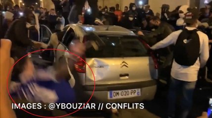 Saccages après PSG - Bayern: Une racaille se casse la gueule en voulant casser une voiture