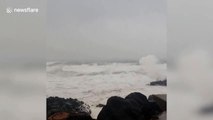 Waves crash into coast as Typhoon Bavi reaches South Korea