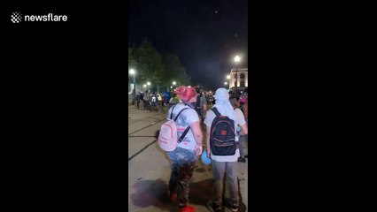 Police clash with protesters outside courthouse in Kenosha