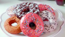 No Yeast Cake Doughnuts with Chocolate, White, & Pink Glaze Recipe in Urdu Hindi - RKK