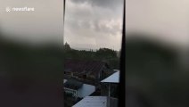 Terrifying moment tornado destroys dozens of homes in Indonesia