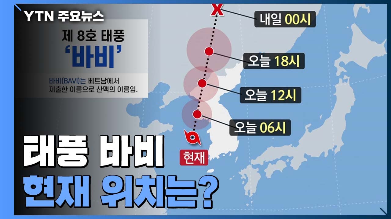 태풍 '바비' 위치는?...내륙에 점차 다가서며 북상 중 / YTN