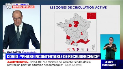 Jean Castex: "19 nouveaux départements sont en rouge, en zone de circulation active du virus"