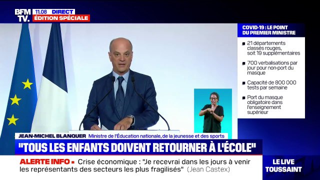Coronavirus: Jean-Michel Blanquer évoque des mesures localisées dans les écoles en cas de contaminations