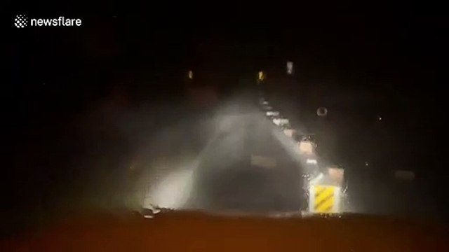 Louisiana resident drives through strong winds as Hurricane Laura makes landfall