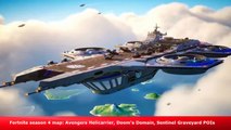 Fortnite season 4 map- Avengers Helicarrier, Doom's Domain, Sentinel Graveyard POIs