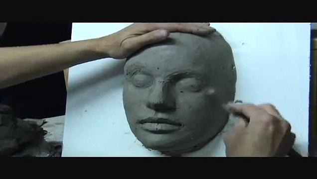 Sculpting a face in clay. Sculpting demo how to sculpt girl's face.