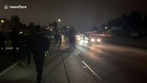 Protest on Oakland, California highway following shooting of Jacob Blake