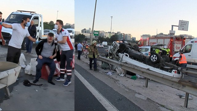 TEM'de kamyonet takla attı 1'i ağır 3 yaralı