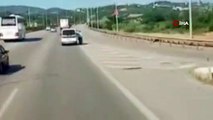 Bursa’da trafikte korku dolu anlar...Ölümden böyle döndü