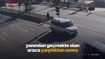 Kırıkkale'de ilginç trafik kazası kamerada