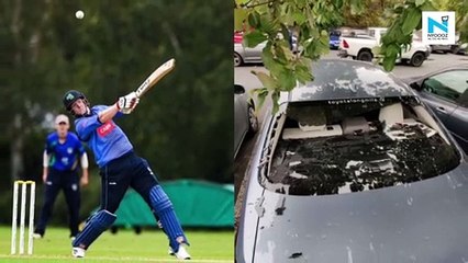 Expensive six: Kevin O'Brien smashes his own car window with massive six, watch