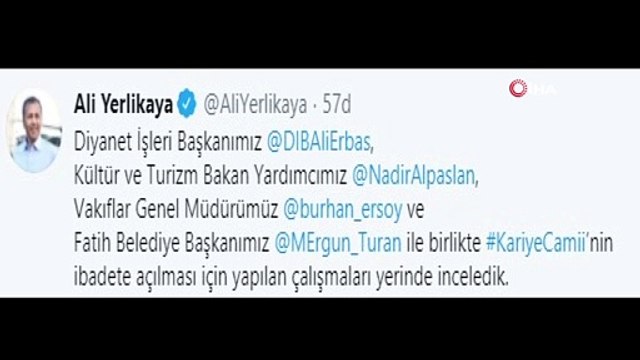 Vali Yerlikaya, Kariye Camii’nin ibadete açılması için yapılan çalışmaları yerinde inceledi