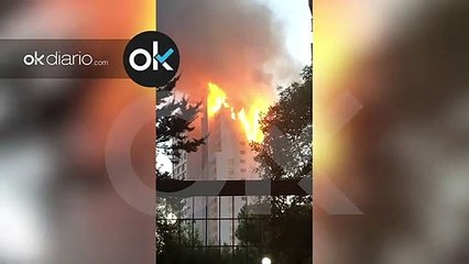 Espectacular incendio en el barrio de Hortaleza (Madrid)