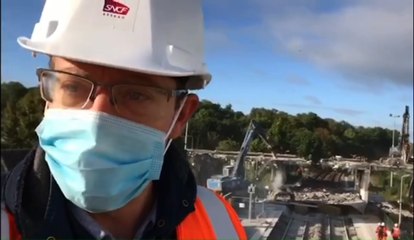 Démolition du pont de la gare à Nogent-sur-Seine sécurisée