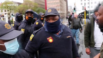 South African police harass journalists during gender violence protest