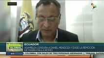 Ecuador: censuran a Daniel Mendoza y exigen remover a María Paula Romo