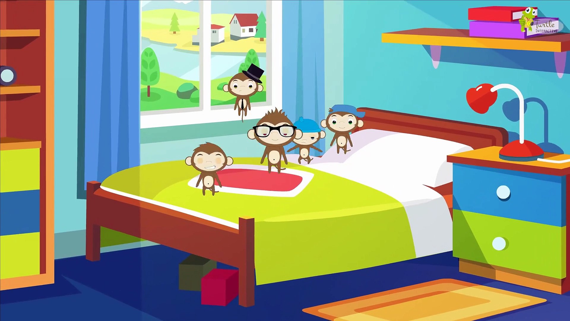 Five Little Monkeys - Fun Kids - Nursery Rhyme - Education Park