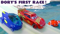 New Finding Nemo Dory Hot Wheels race with Disney Cars Lightning McQueen plus Spongebob and Paw Patrol Zuma in this Full Episode English Toy Story for Kids from a Kid Friendly Family Channel
