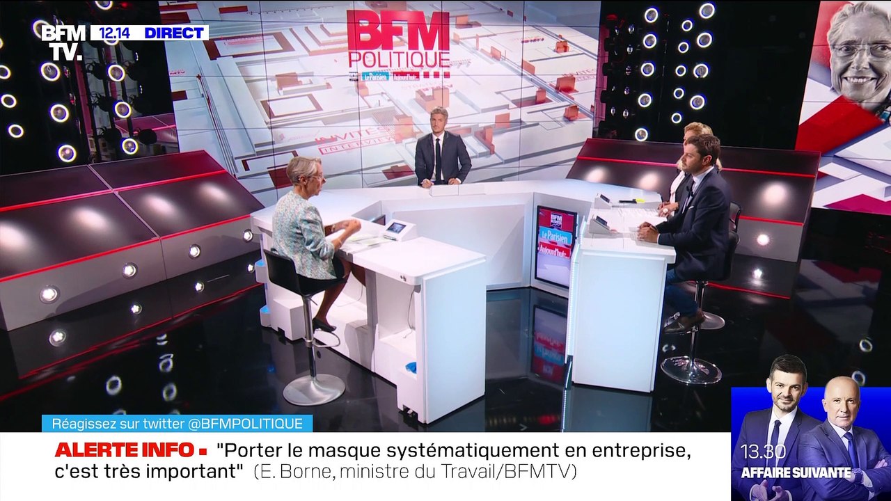 "Le télétravail reste une partique recommandée surtout dans des zones où le virus circule beaucoup", Elisabeth Borne - 30/08