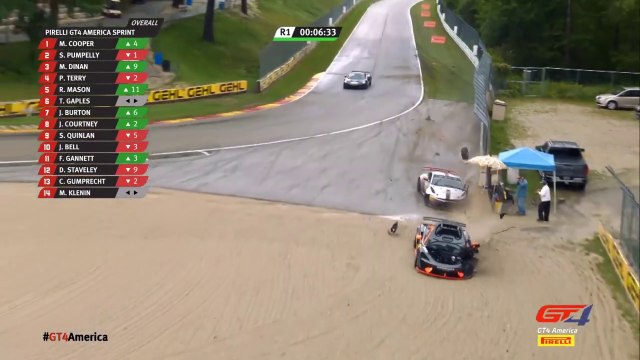 GT4 America 2020 Race 1 Road America Huge Crash Burton and Mason